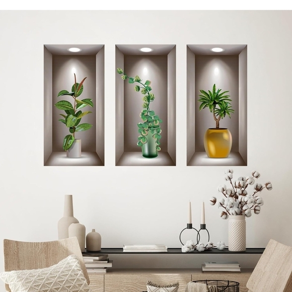Elegant Green Plant Wall Art Trio - Picture 3 of 11